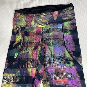 Super cute neon and black pixel print crop leggings